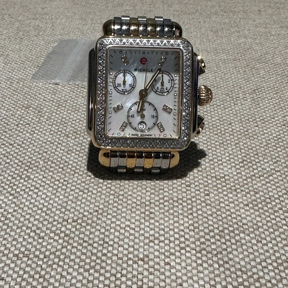 Michele Two-Tone Gold and Silver Women's Watch - Picture 5 of 11